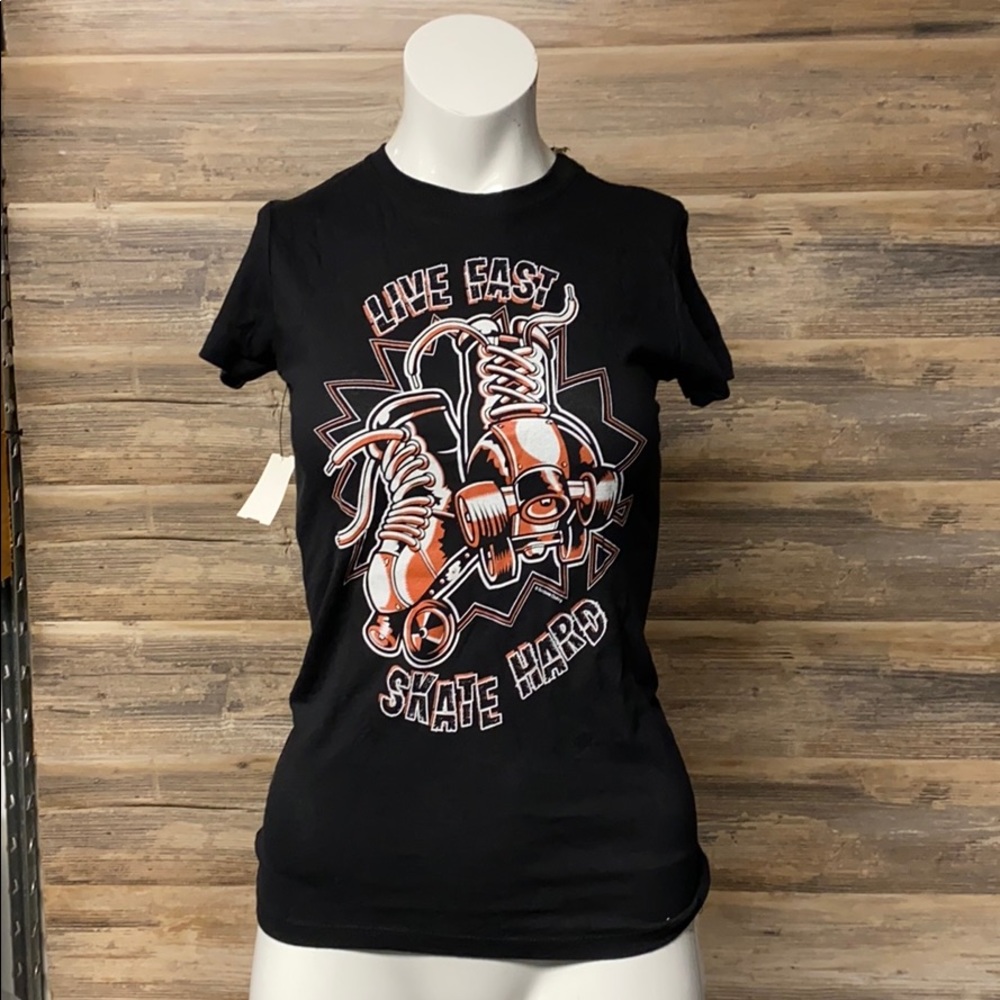 Sourpuss Women's Skate Hard Short Sleeve Tee NWT G4